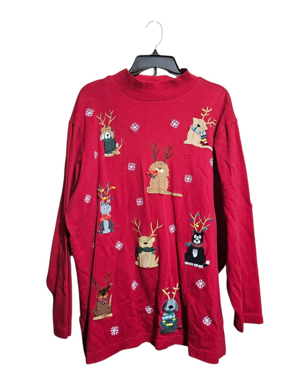 Vintage Bechamel Dog Mock Neck Christmas Sweater Size XL!